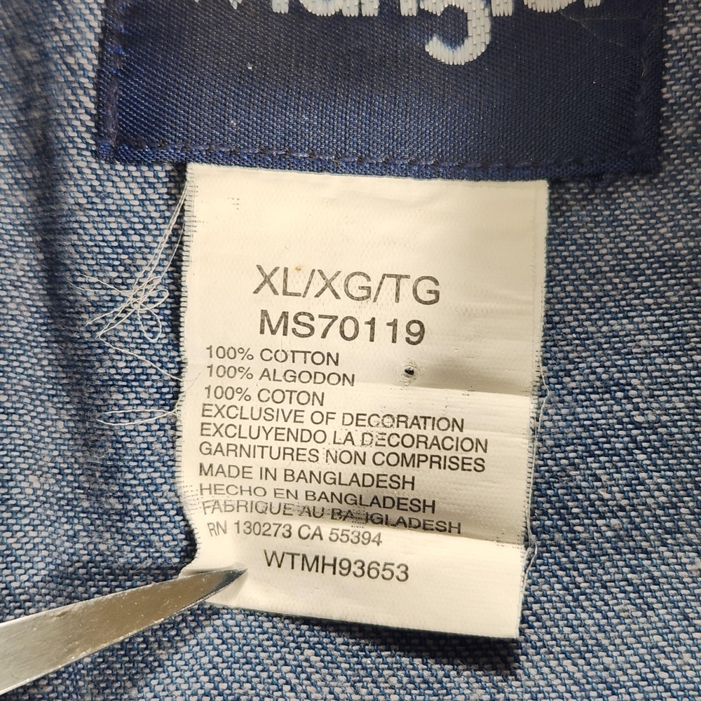 Wrangler Shirt Mens XL Blue Denim Western Pearl Snap Long Sleeve Cowboy Workwear - Picture 13 of 13